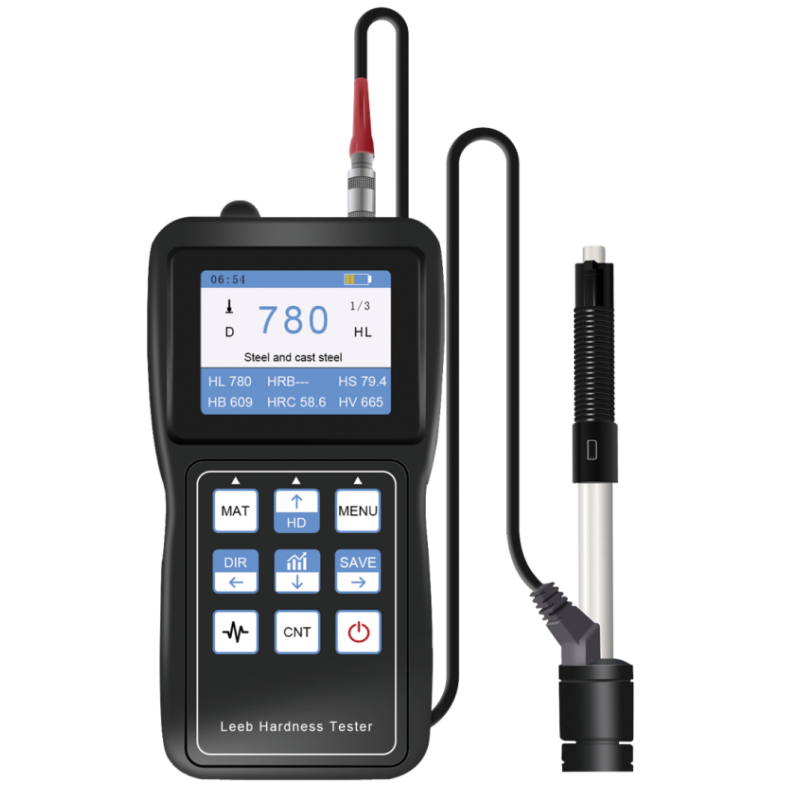 digital leeb hardness tester for metal with impact waveform,optional bluetooth printer,color screen and analysis software